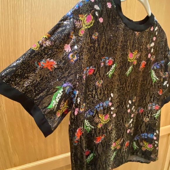 Cynthi Rowley size s, shirt sleeved shirt, black with floral, relaxed fit - Picture 2 of 6